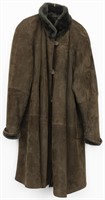 Suede Olive Coat with Faux Fur Lining