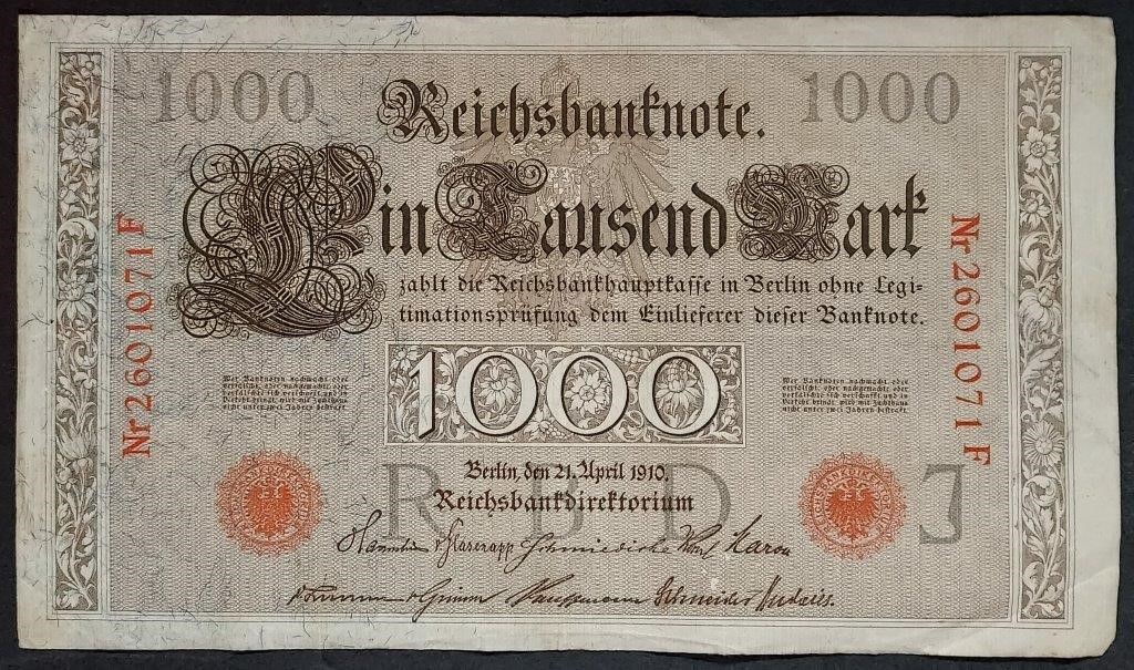 1910  Germany   1,000 Marks note