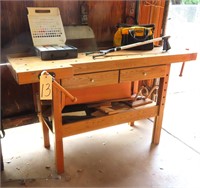 Wood Work Bench and Contents