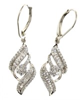 Elegant 1.50 ct White Topaz Baguette Earrings