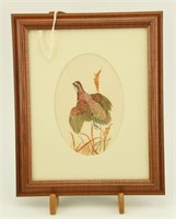 Lot #262 - Hand painted and frame flying grouse