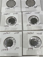 WWII COINS JAPAN LOT OF 7  (RESELLER) CARDED