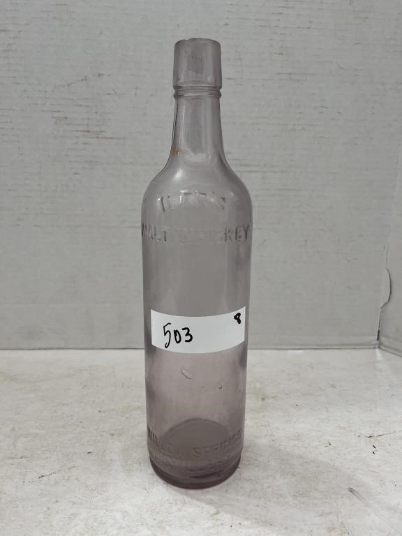 Vintage Iler's Malt Whiskey Glass Bottle