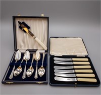 BUTTER KNIVES AND GRAPEFRUIT SPOONS SILVER PLATED