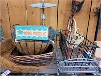 PLANTER BASKETS, MISC WIRE SHELVING