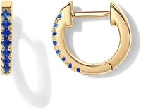 14k Gold-pl. 1.36ct Blue Spinel Huggie Earrings