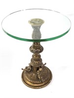Gilt Gesso on Wood Putti Table Base w Glass Top