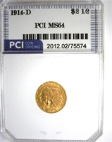1914-D Gold $2.50 MS64 LISTS $4750