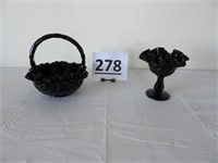 Black Thumbprint Basket & Candy Dish