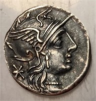 132 BC Roman P. Maenius Antiacus Silver Denarius