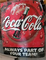 LARGE COCA COLA METAL SIGN, SHOWS WEAR