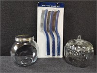 Wire Brush Set, Glass Jars w/ Lids
