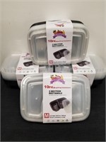 Four new 3.3 cup 10 pack 2 Section rectangular