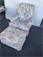 Floral club chair with Ottoman