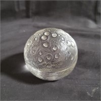 Sarnen clear art glass moon-form paperweight