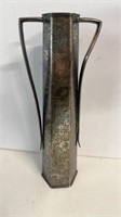 Antique Art Nouveau tall 2 handle flower vase,