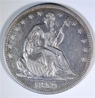 1859-O SEATED HALF DOLLAR, AU