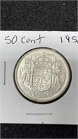 1958 Canadian Silver 50 Cent Coin