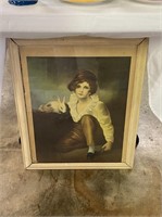 Vintage Framed Print "Child & Bunny"