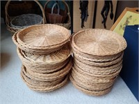 Approximately 50 Wicker plate holders / protectors