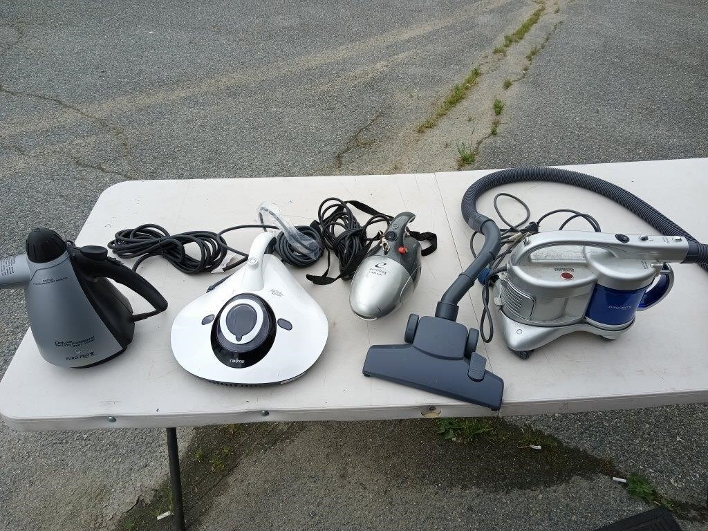 3 Steamers and a Euro pro X vac, steamers Euro-