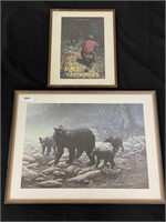2 Framed Black Bear Prints