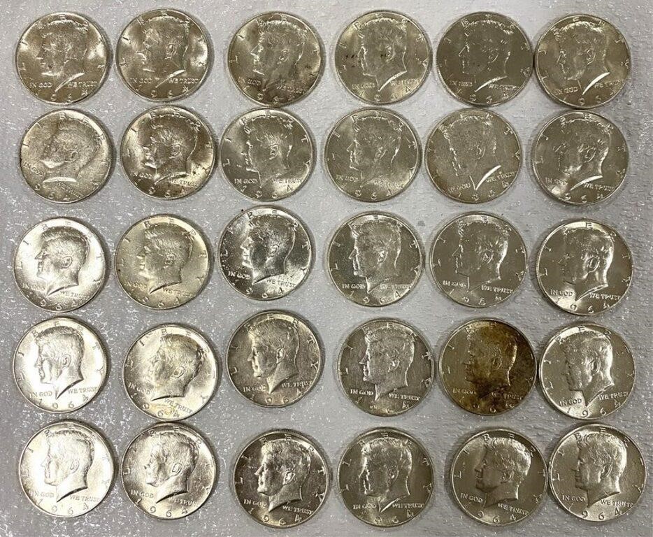 Thirty Kennedy 1964 Half Dollars