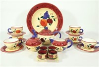 Hand Painted Ceramic Tea Service & Platter Set