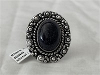 German Silver Black Sun Stone Ring