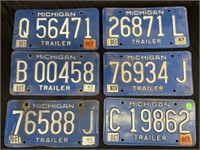 Lot of 6 Michigan License Plates
