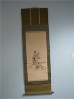 Lot of 3 Japanese silk hanging wall scrolls
