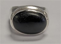 SILVER RING WITH BLACK ONYX SZ6