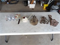 Old Pulleys, Tea Pot, Knife, Misc. Beer Glasses