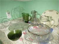 Misc. glassware incl. green pitcher