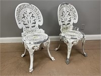 Pair of Cast Aluminum Decorative Outdoor Chairs