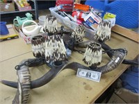 Kuda horn, porcupine quill, Zebra chandelier