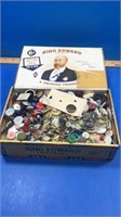 Cigar box of old buttons