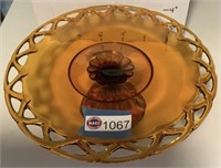 AMBER FOOTED CAKE PLATE