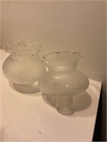 2 wide frosted lampshades
