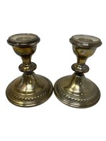 Crest Matching pair of sterling candle holders