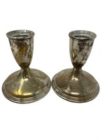 Empire matching pair of sterling candle holders