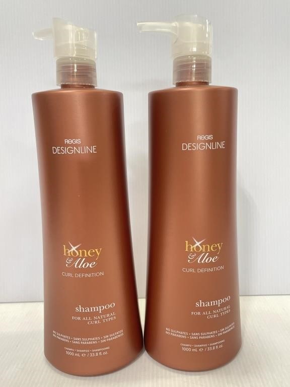 Pair of Regis Honey & Aloe Shampoo bottles