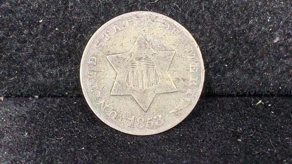1853 Three Cents Silver