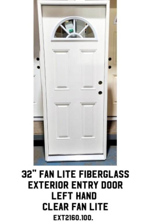 32" LH Fan Lite Fiberglass Ext. Entry Door