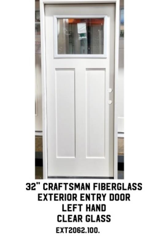 32" LH Craftsman Fiberglass Ext. Door