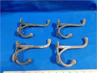 (4) Metal Double Coat Hooks