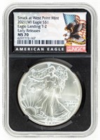 Coin 2021(W) Early Release Silver Eagle NGC-MS70