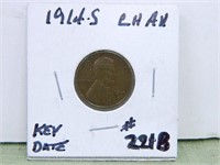 1914-S Lincoln Wheat Cent – CH. AU (KEY DATE)