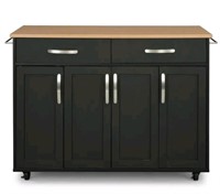 HOMESTYLES Brookshire Black Kitchen Cart