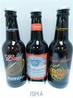 3 Budweiser Large Glass Bottles - Football,